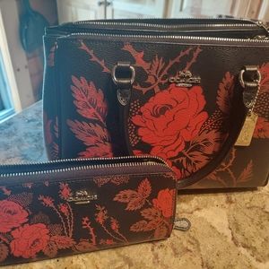 Coach leather handbag and wallet